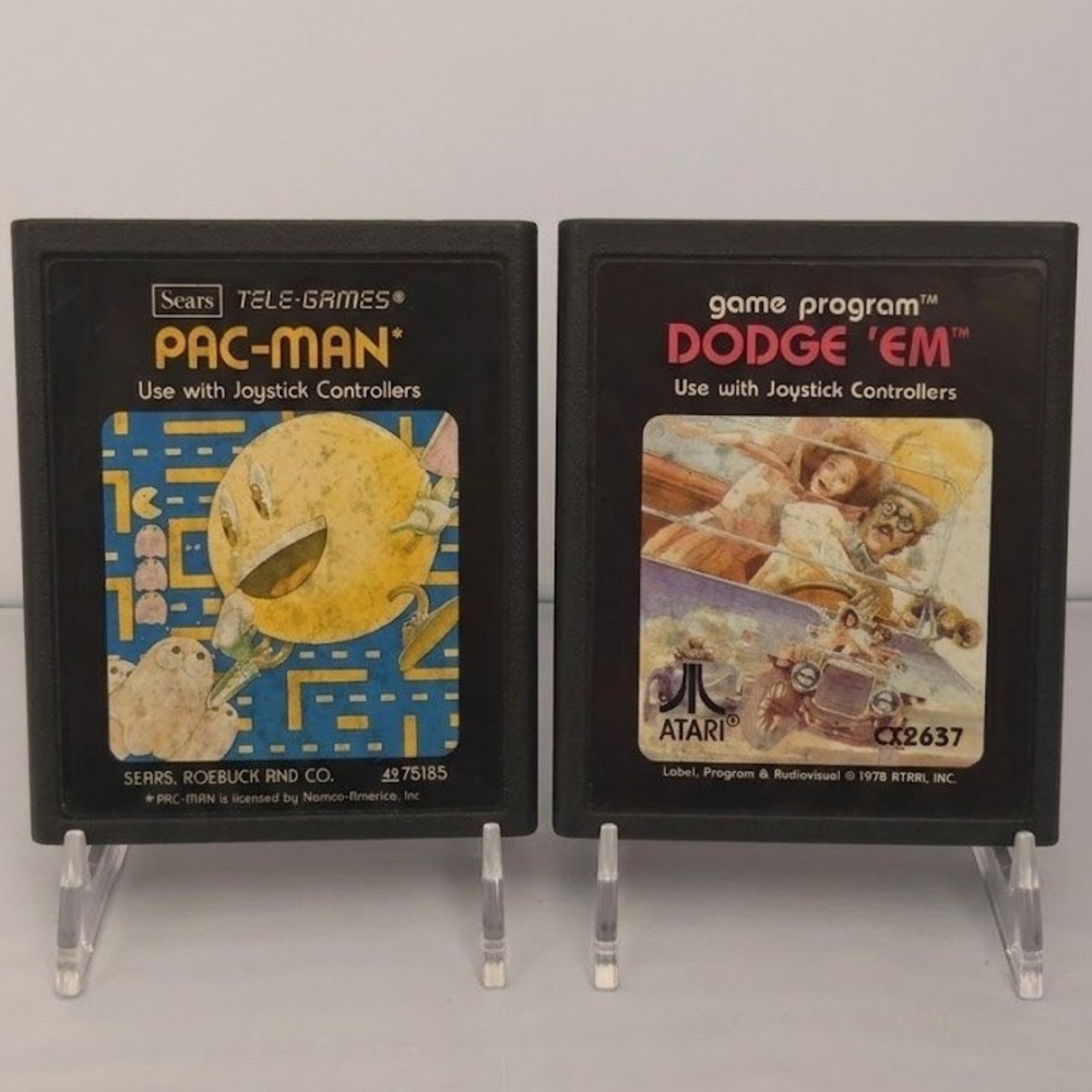 Pac-Man (Sears Tele-Games) & Dodge 'Em - Atari 2600 Cartridge Bundle - Working!
